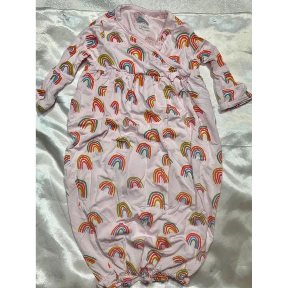 Mudpie 0-3 Month Baby Gown New Rainbow Print